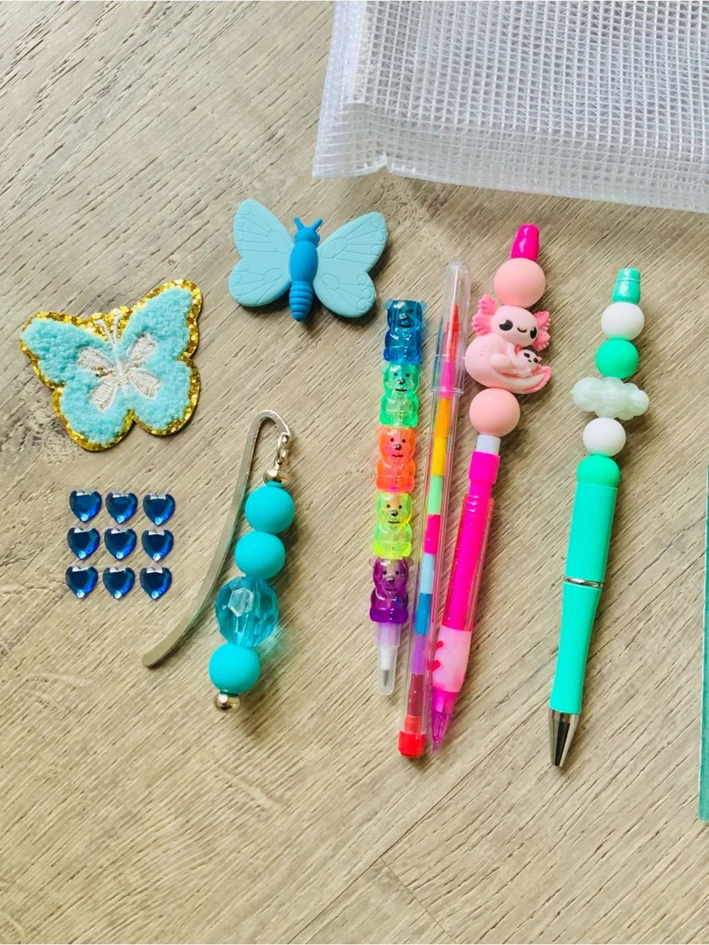 NEW📚 Homemade Crafted Beaded Pen, Pencil, & Bookmark Stationery Set OS